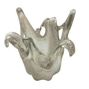 Authentic Vetro Murano Italy Art Glass Ruffle Bowl Centerpiece